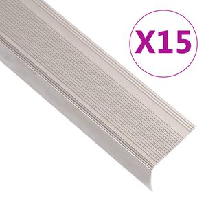 vidaXL Trappeneser L-form 15 stk aluminium 90 cm champagne