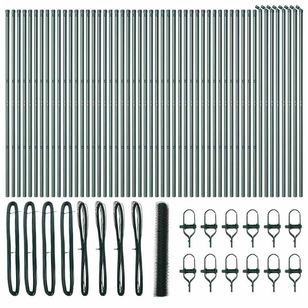 vidaXL Gjerdepåle grønn 100 x 1,4 m (50 mm mesh) Stål og PVC