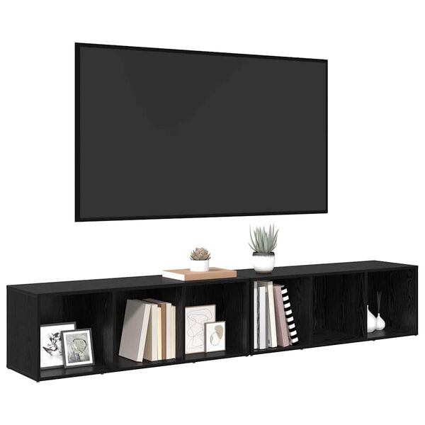 vidaXL TV-benksett 2 pcs Svart Eik 37 x 35 x 107cm Konstruert tre