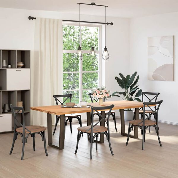 vidaXL Spisebordben V-formet 2 stk naturst&aring;l 70 x (72-73,3) cm st&aring;l