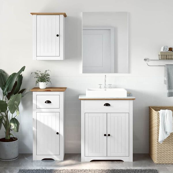 vidaXL Baderomsskap 3 stk BODO hvit og brun heltre furu