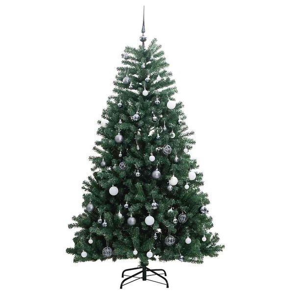 vidaXL Kunstig hengslet juletre med 300 LED og kulesett 180 cm
