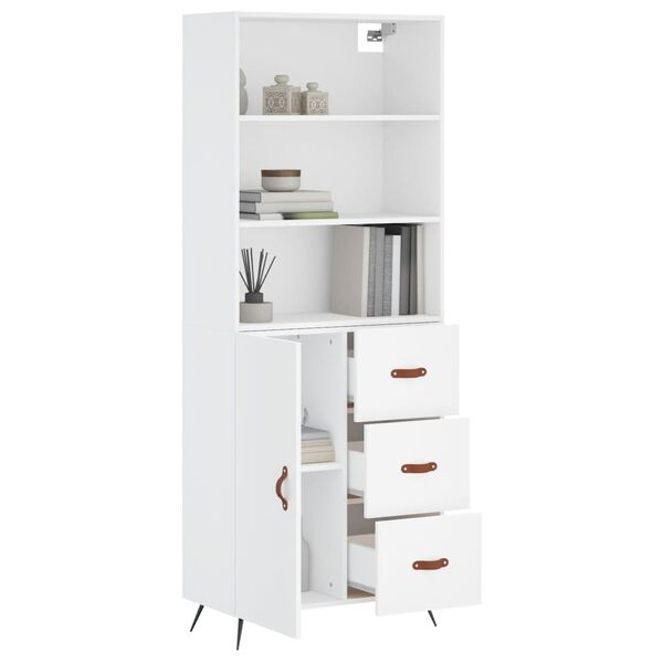 vidaXL Highboard hvit 69,5x34x180 cm konstruert tre