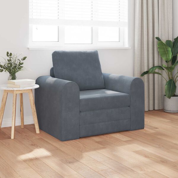 vidaXL Sammenleggbar Sofa seng M&oslash;rkegr&aring; 98 x 71 x 83 cm Fl&oslash;yel