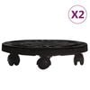 vidaXL Plantetralle med hjul 2 stk diameter 30 cm svart 170 kg