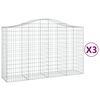 vidaXL Gabionkurver buede 3 stk 200x50x120/140 cm galvanisert jern