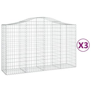 vidaXL Gabionkurver buede 3 stk 200x50x120/140 cm galvanisert jern