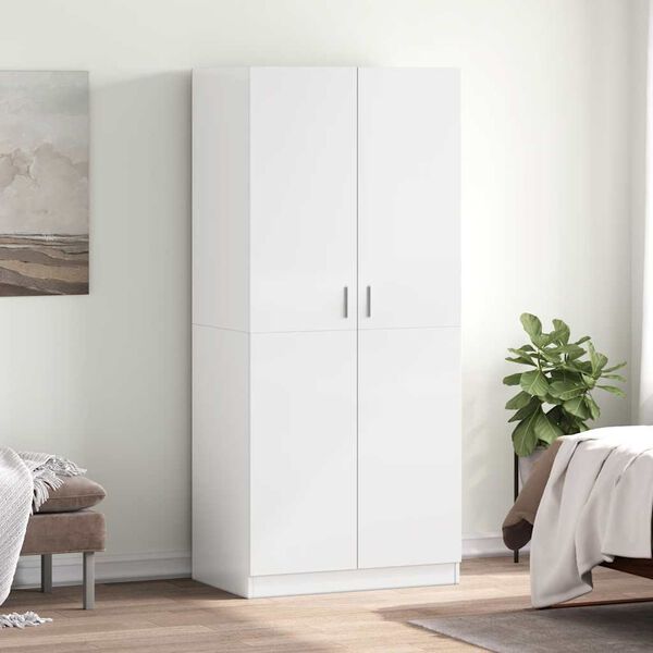 vidaXL Garderobe h&oslash;yglans hvit 80x52x180 cm konstruert tre