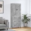 vidaXL Highboard betonggr&aring; 69,5x34x180 cm konstruert tre