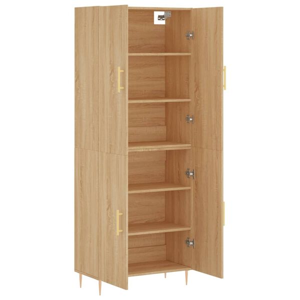 vidaXL Highboard sonoma eik 69,5x34x180 cm konstruert tre