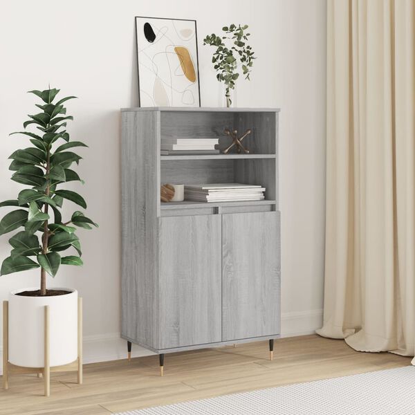 vidaXL Highboard gr&aring; sonoma 60x36x110 cm konstruert tre
