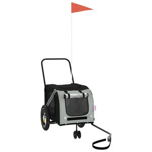 vidaXL Kj&aelig;ledyrsykkelhenger gr&aring; og svart oxfordstoff og jern