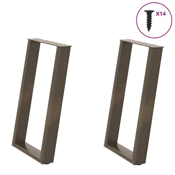 vidaXL Spisebordben U-formet 2 stk naturst&aring;l 60 x (72-73) cm st&aring;l