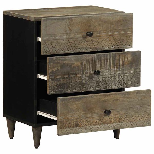 vidaXL Nattbord lysegr&aring; 50x33x60 cm heltre mango