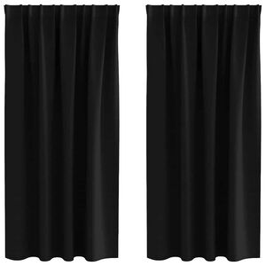 vidaXL M&oslash;rkleggende Gardiner med Ringer 2 pcs Svart 175 x 140 cm