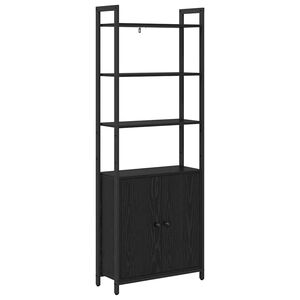 vidaXL Bokskap 6 niv&aring;er 60 x 24 x 161 cm Konstruert tre Svart Eik