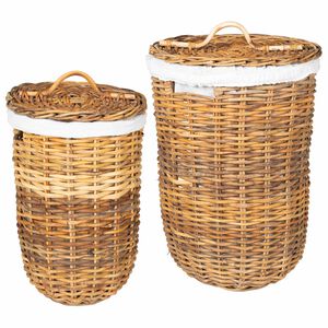 vidaXL Vaskekurv 2 pcs Brun Kubu Rattan