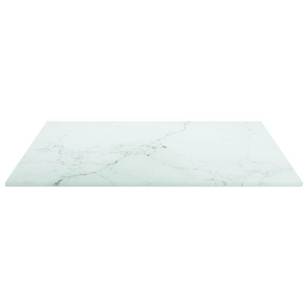 vidaXL Bordplate hvit 40x40 cm 6 mm herdet glass med marmor design