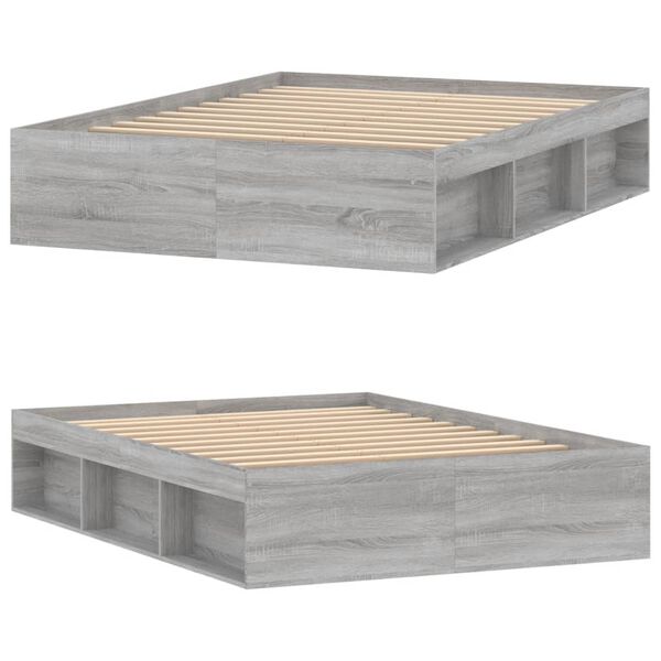 vidaXL Sengeramme grå sonoma 135x190 cm