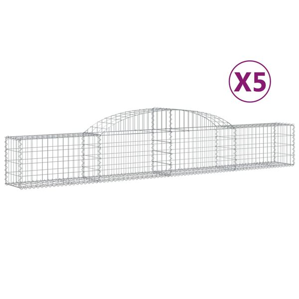 vidaXL Gabionkurver buede 5 stk 300x30x40/60 cm galvanisert jern
