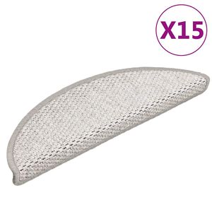 vidaXL Selvklebende trappematter sisal 15 stk 56x17x3 cm platina