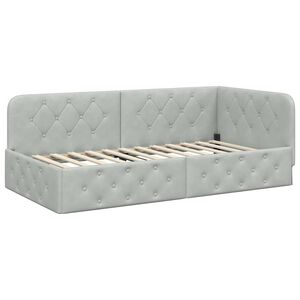 vidaXL Hjørnesengramme med hodegjerde Lysegrå 100 x 200 cm Fløyel