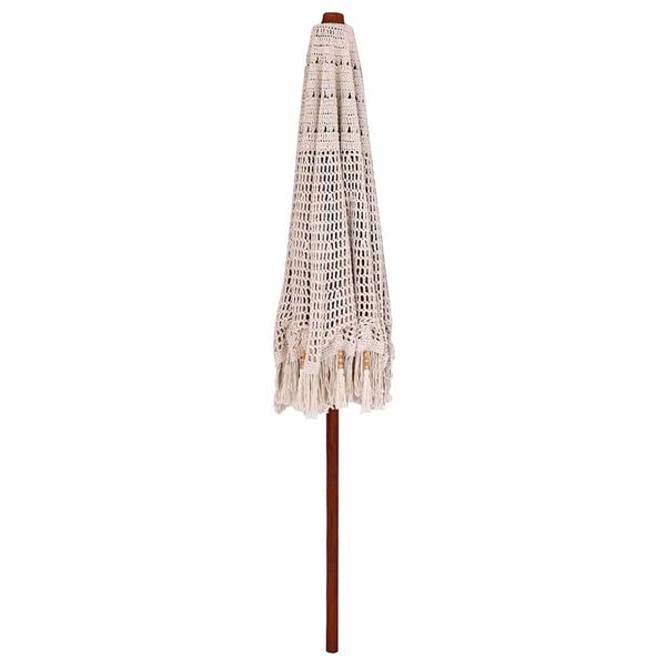vidaXL Makrame Parasol Krem 252.5 x 252.5 x 260 cm Bomull og teaktre