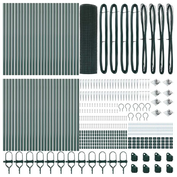 vidaXL Gjerdep&aring;le gr&oslash;nn 100 x 0,4 m (12 x 12 mm nett) St&aring;l og PVC