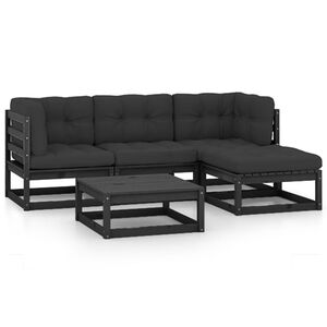 vidaXL Hagesofagruppe med puter 5 deler heltre furu