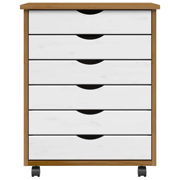 vidaXL Rulleskap med skuffer MOSS honningbrun heltre furu