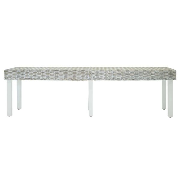 vidaXL Benk hvit 160x35x45 cm naturlig kubu-rotting og heltre mahogni