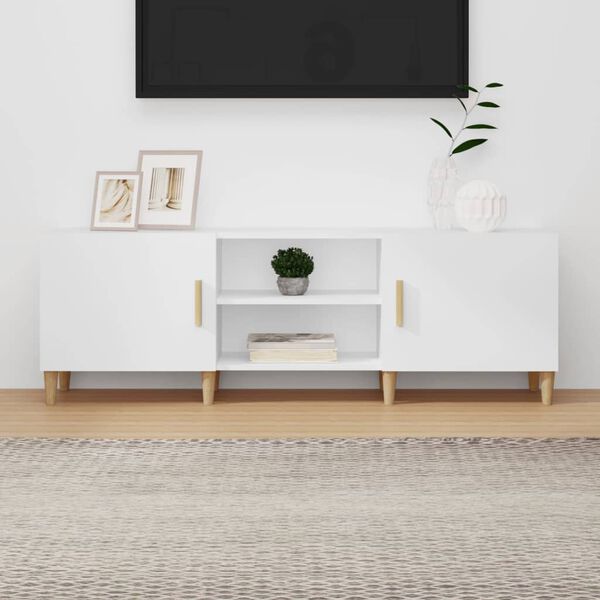 vidaXL TV-benk hvit 150x30x50 cm konstruert tre
