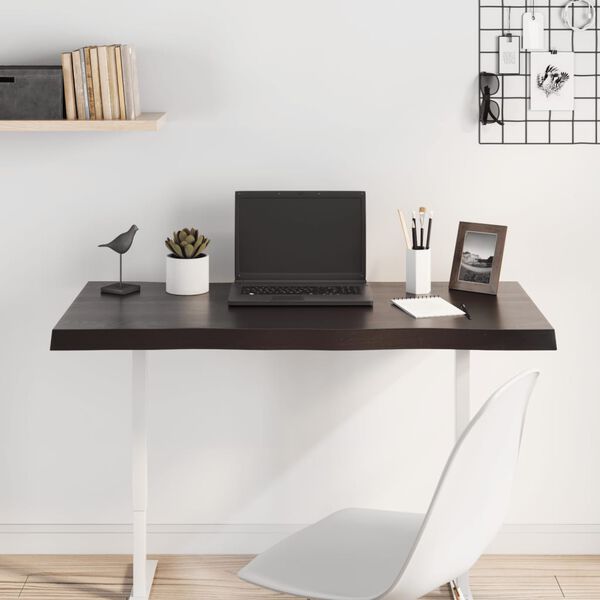 vidaXL Bordplate m&oslash;rkegr&aring; 100x40x4 cm behandlet eik naturlig kant