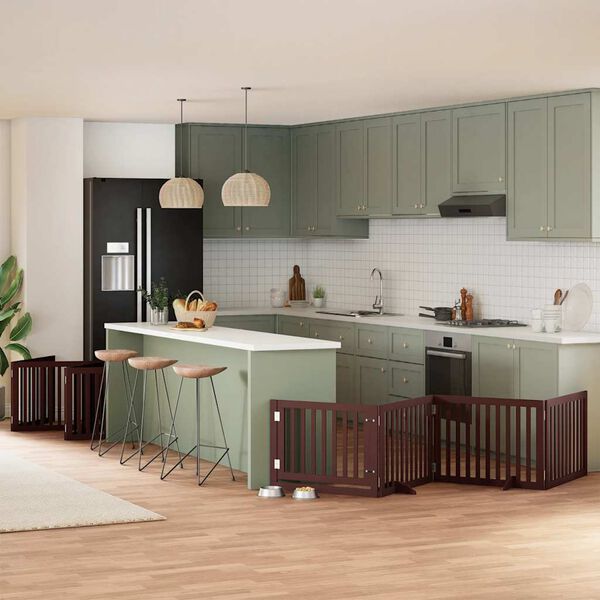 vidaXL Hundeport sammenleggbar 12 paneler brun 960 cm poppeltre