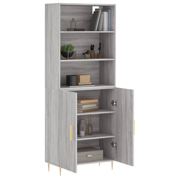 vidaXL Highboard gr&aring; sonoma 69,5x34x180 cm konstruert tre