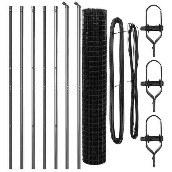 vidaXL Gjerde med stolpe Gr&aring; 1,6 x 10 m St&aring;l og PVC