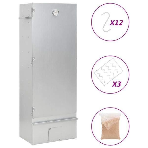 vidaXL R&oslash;ykgrill med treflis 44,5x29x110 cm galvanisert st&aring;l