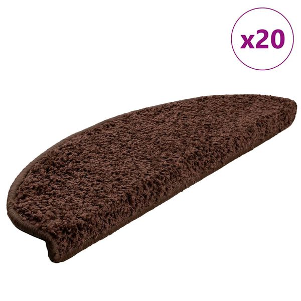 vidaXL Trappematter 20 stk 65x21x4 cm brune halvrund store