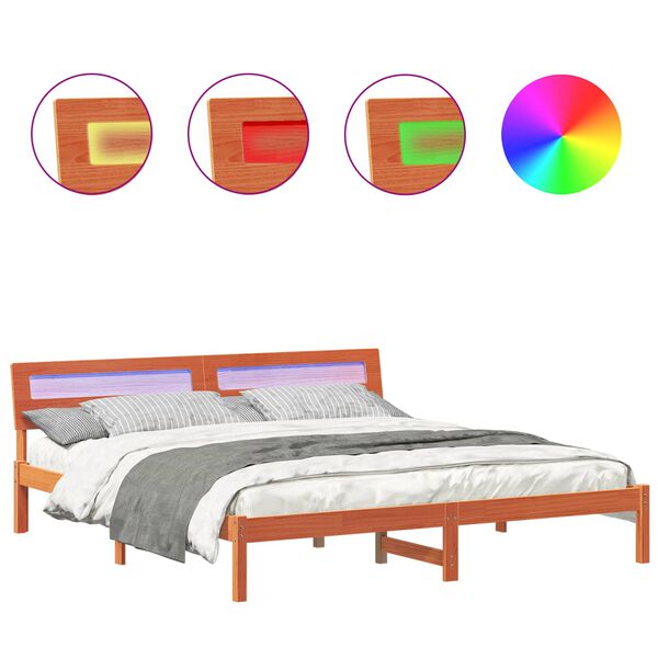 vidaXL Sengestamme med hodegjerde Brun 200 x 200 cm Massiv furu