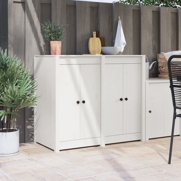 vidaXL Kj&oslash;kkend&oslash;r MEPPEL 2 pcs Hvit 50 x 9 x 82 cm Massivt furutre