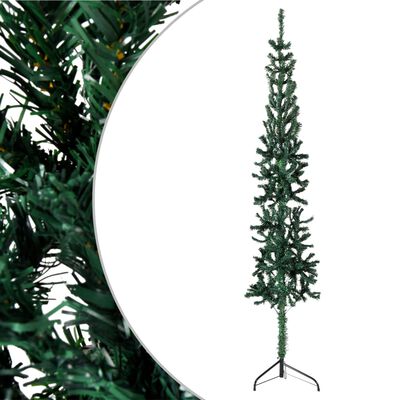 vidaXL Kunstig halvt juletre med stativ slankt grønn 150 cm
