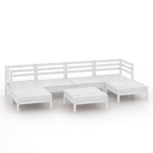 vidaXL Hagesofagruppe 7 deler hvit heltre furu