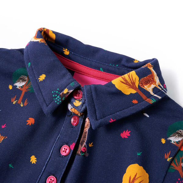 Barnekjole med lange ermer og snor marineblå 116