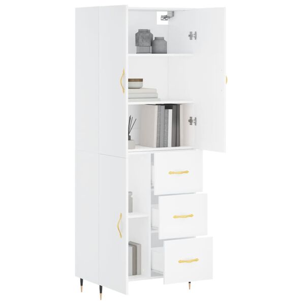 vidaXL Highboard hvit 69,5x34x180 cm konstruert tre