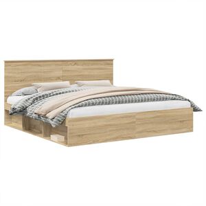 vidaXL Sengestamme med hodegjerde Sonoma 200 x 200 cm Massiv furu