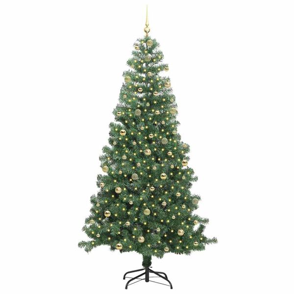 vidaXL Juletre med 300 LED med stativ gr&oslash;nn 240 cm PVC