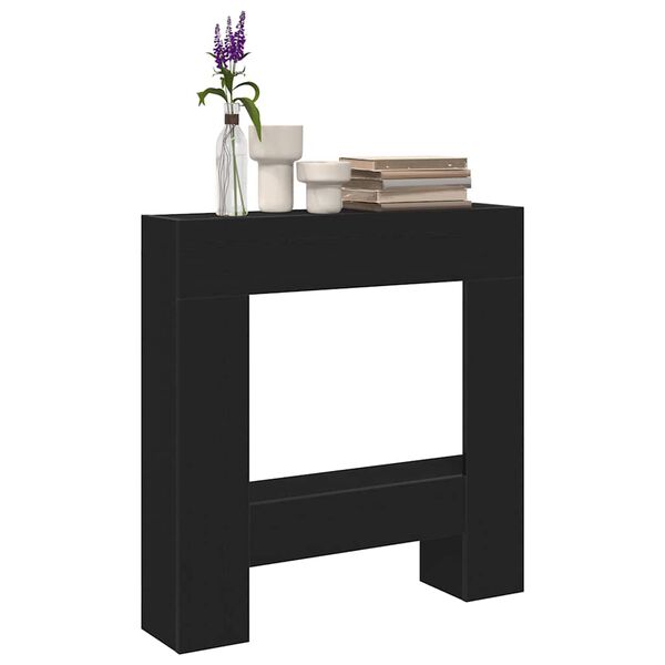 vidaXL Peisramme svart eik 81x18x82 cm konstruert tre