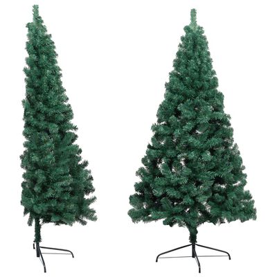vidaXL Kunstig halvt juletre med LED og kulesett 180 cm grønn