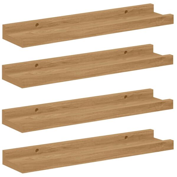 vidaXL Vegghylle med hylle 4 pcs Brun 40 x 9 x 3 cm Konstruert tre