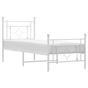 vidaXL Sengeramme i metall med hode- og fotgavl hvit 80x200 cm